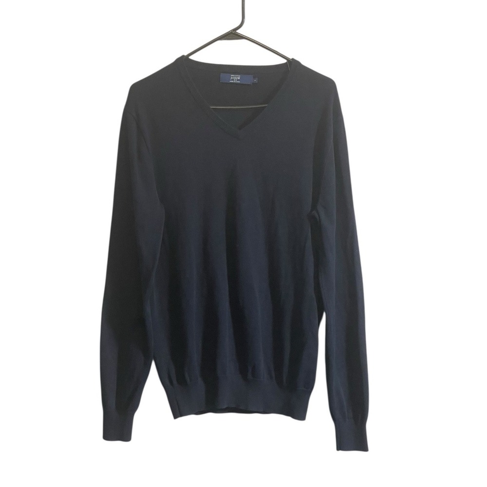 J Crew Mens Small V Neck Lightweight Knit Sweater Navy Blue Classic Preppy